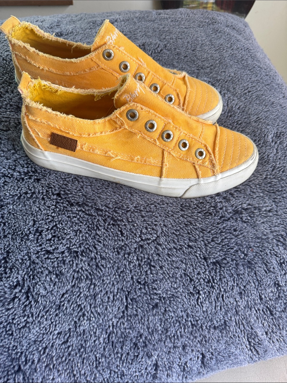 Blowfish Women’s Frayed Slip-On Sneakers in Yellow